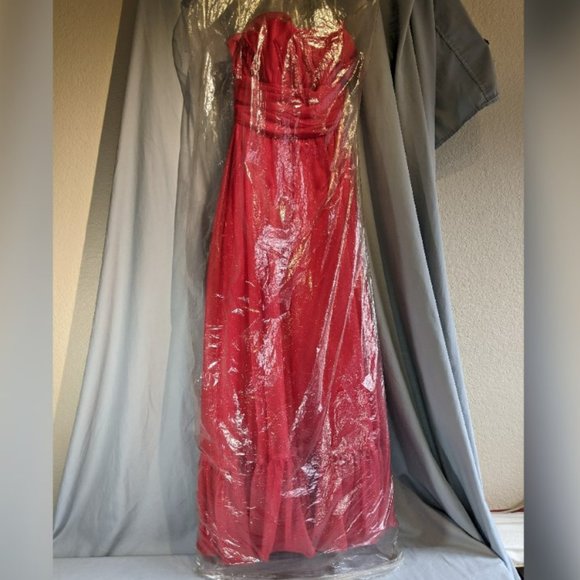 Red Strapless sparkle Prom Dress by Mike Benet Formals small Vintage! EUC! - Picture 15 of 17